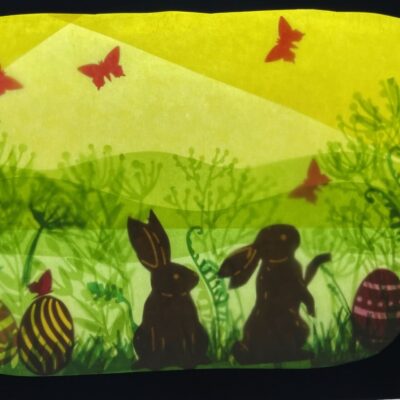 Hasen Frühling Ostern Waldorf Fensterbild / Fensterbilder / Hase /Jahreszeitentisch