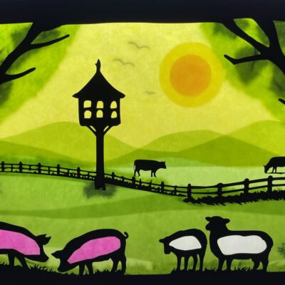 Auf dem Bauernhof mit Schafen und Schweinen Waldorf / transparent / Fensterbild / Fensterbilder /Jahreszeitentisch
